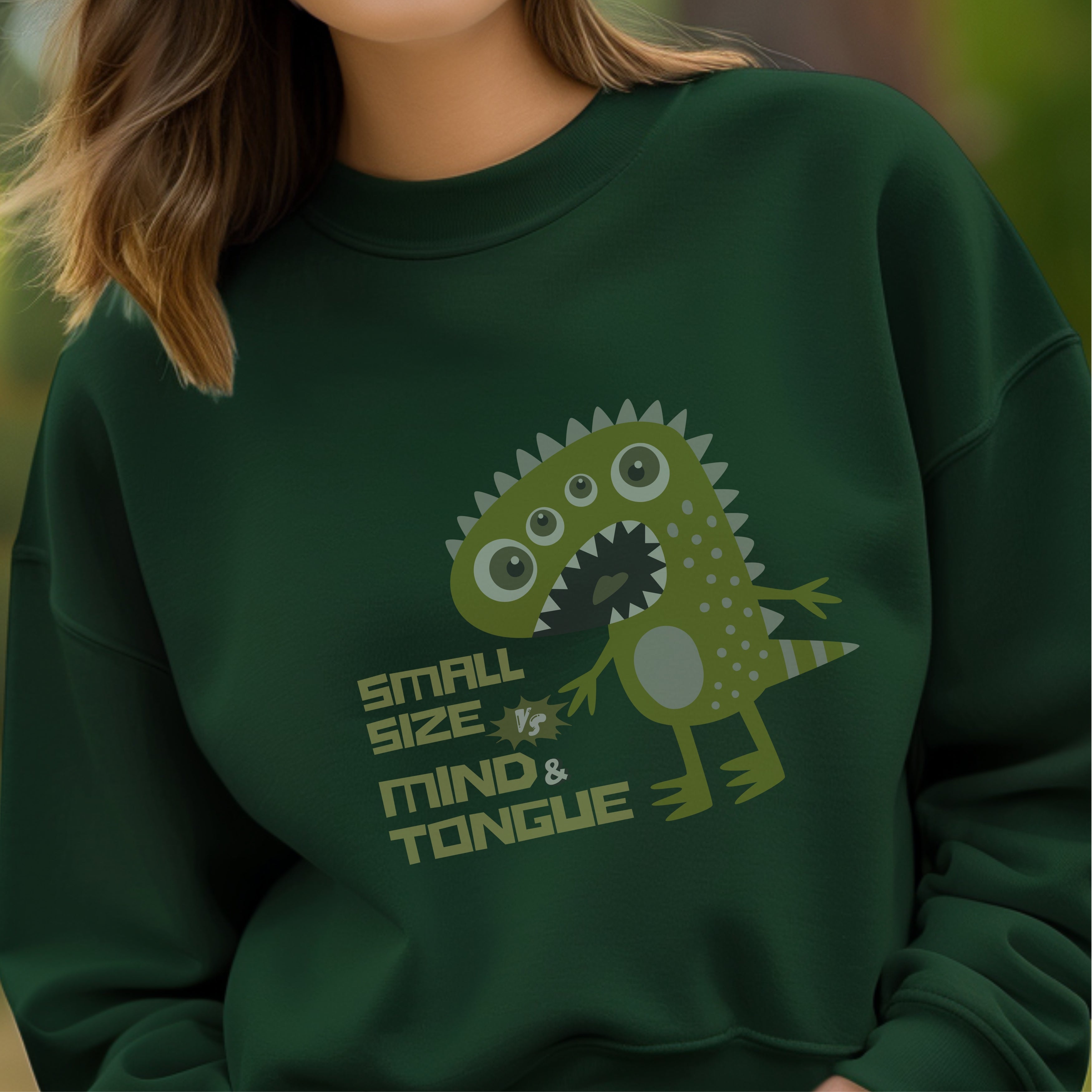 Small Size Mind Tongue - Funny Monster Humor Witty Comeback Statement Artwork