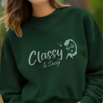 Classy & Sassy - Vintage Fashion Illustration Woman with Sunglasses Sparkle Statement Artwork