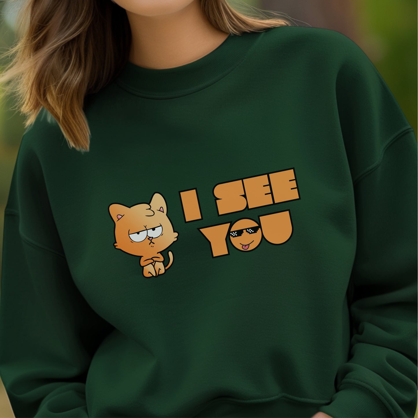 I See You - Grumpy Orange Cat with Deal With It Sunglasses Meme Humor Artwork