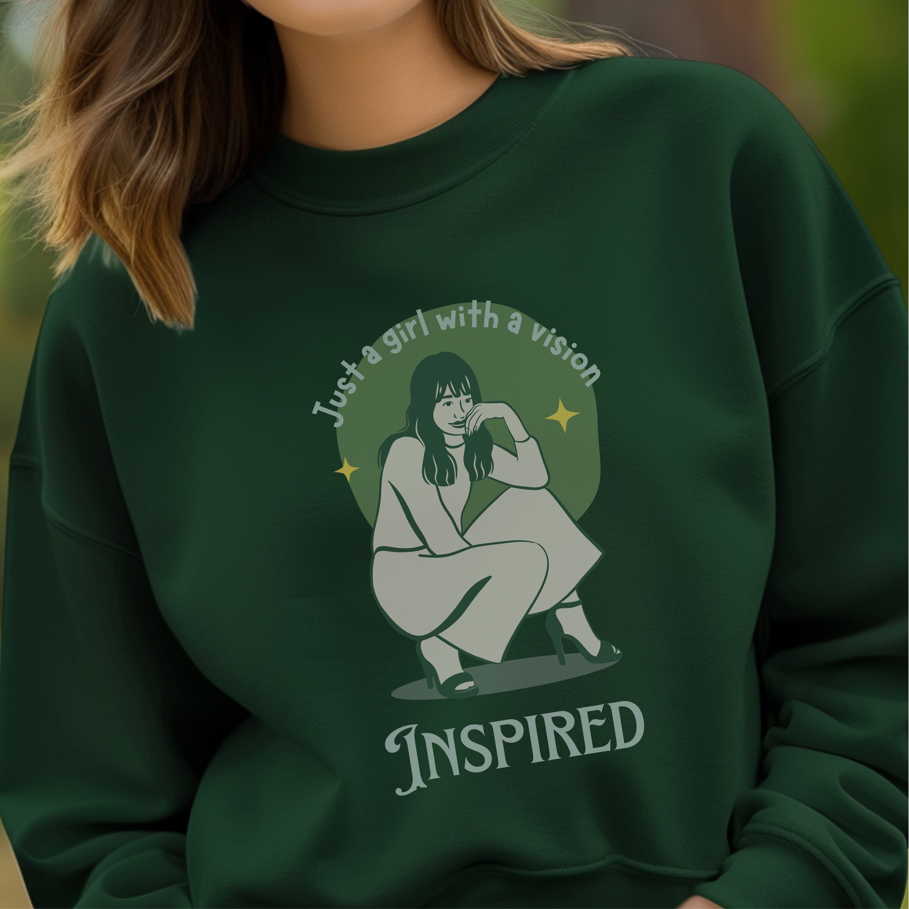 Just A Girl With A Vision Inspired - Yellow Circle Illustration Dreamer Statement Artwork