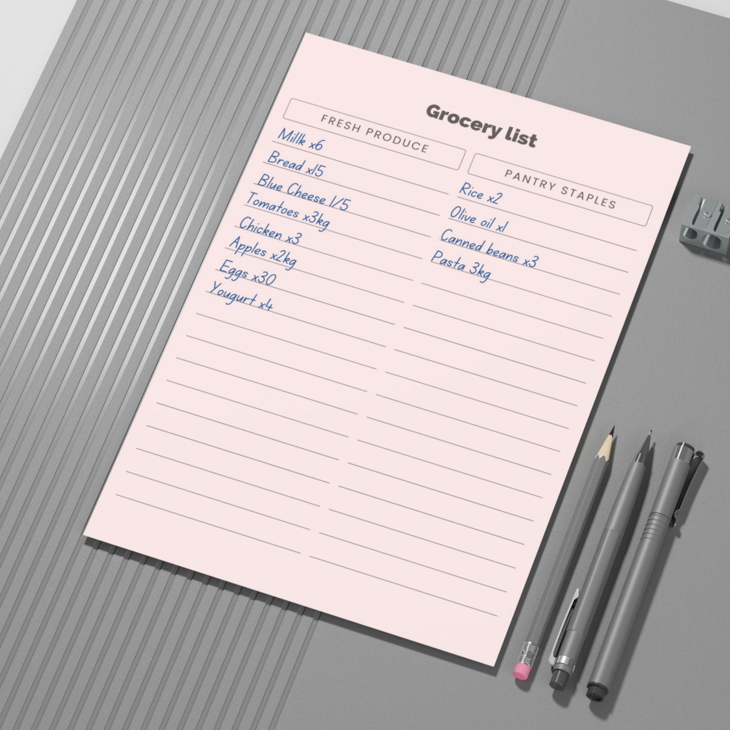 Grocery List PDF Sheet