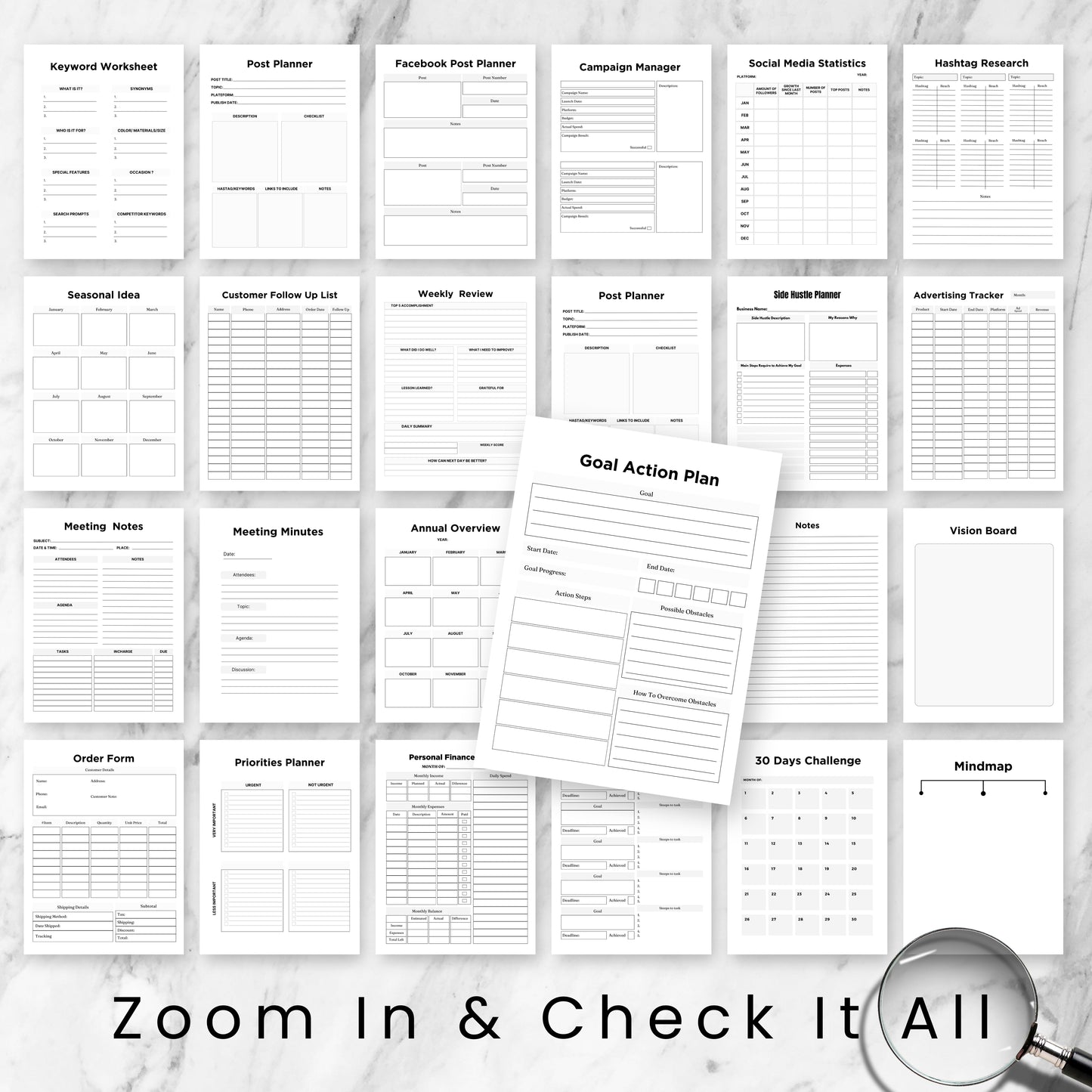 Side Hustle Planner & Trackers Bundle