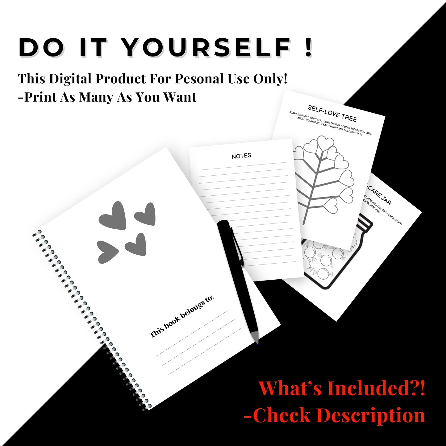 Self Love Planner & Workbook Sheets Bundle