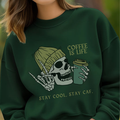 Coffee Is Life - Edgy Skull Beanie Caffeine Addict Humor Statement Artwork