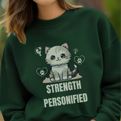 Strength Personified - Adorable Kitten with Lightbulb Hearts Cute Power Statement Artwork
