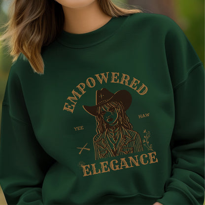 Empowered Elegance - Yee Haw Cowgirl Illustration Western Feminine Power Statement Artwork