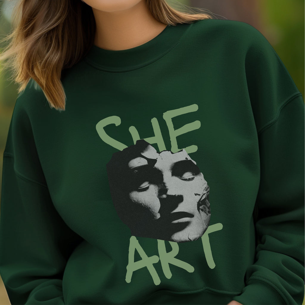 She Art - Minimalist Black & White Portrait Typography Artistic Statement Artwork