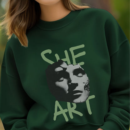 She Art - Minimalist Black & White Portrait Typography Artistic Statement Artwork