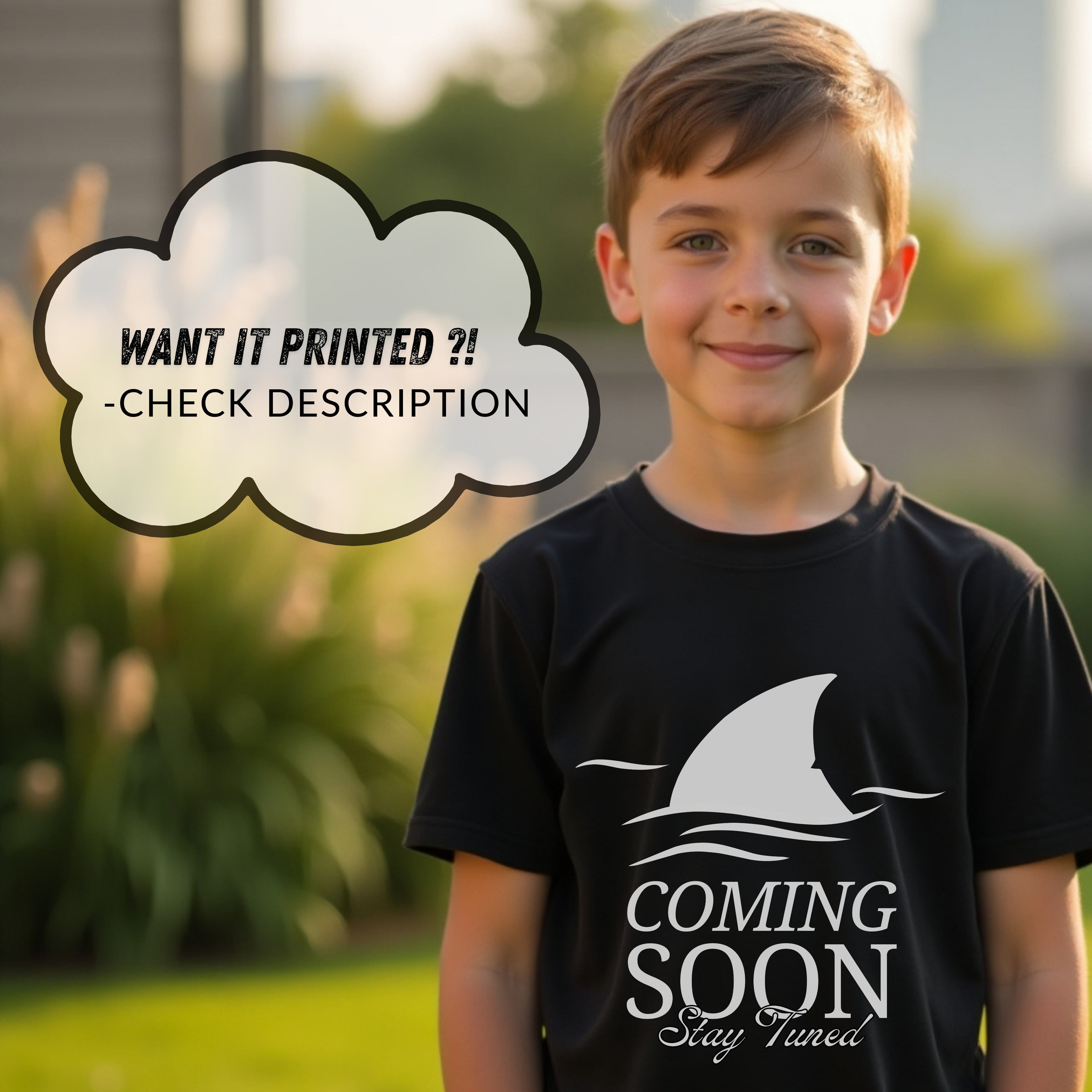 Coming Soon Stay Tuned - Shark Fin Anticipation Statement Artwork