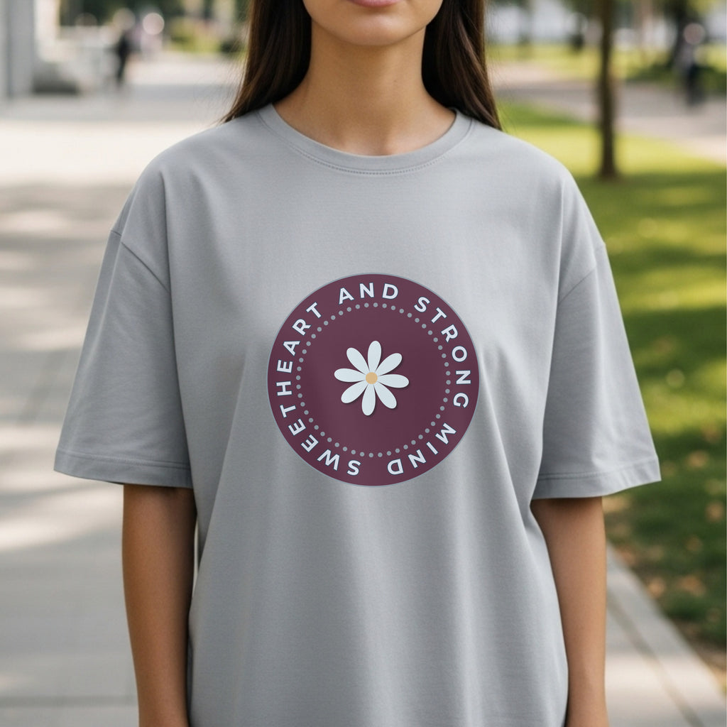 Sweetheart And Strong - Soft Daisy Flower Circle Empowered Femininity Statement Artwork