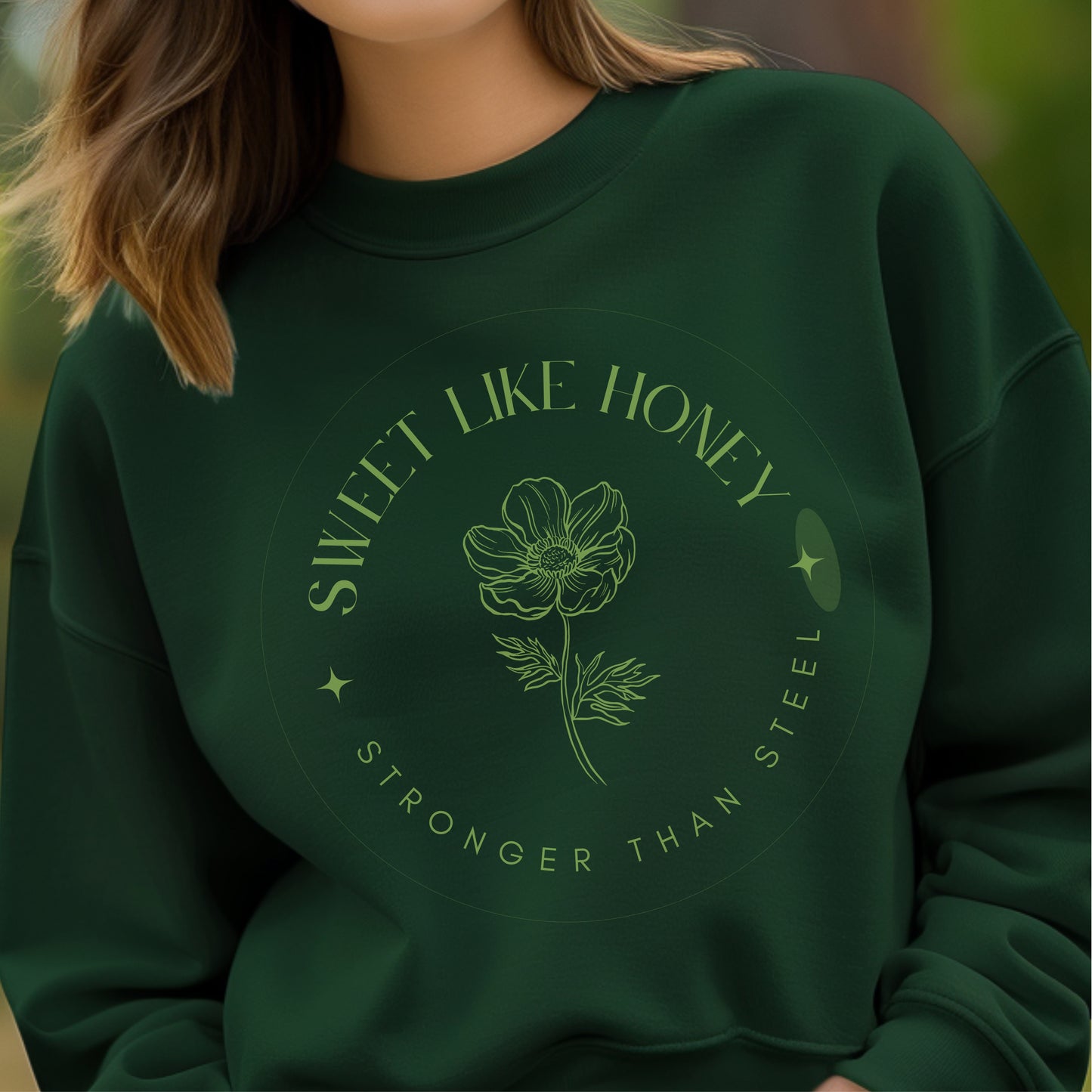 Sweet Like Honey Stronger Than Steel - Botanical Flower Circle Duality Statement Artwork