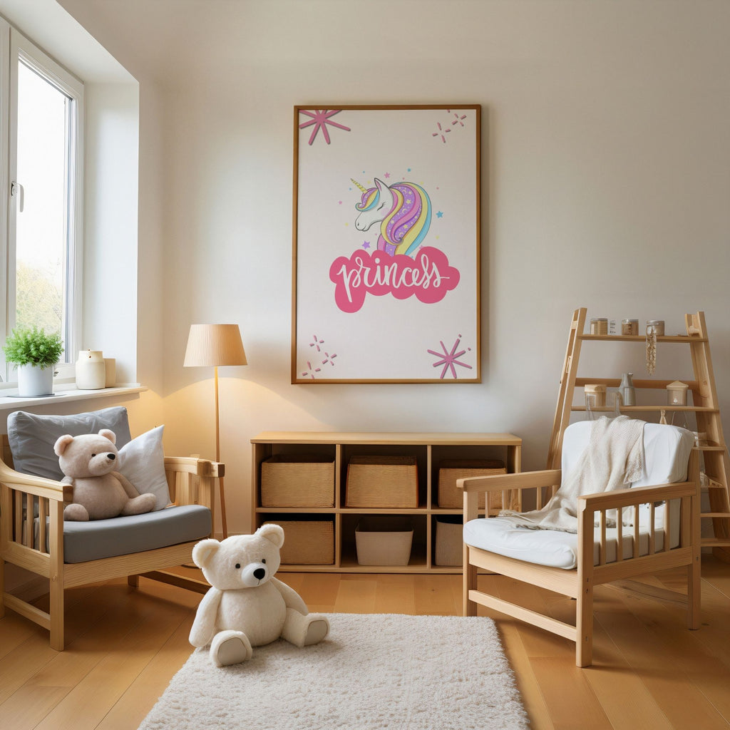 Princess Unicorn Dreamer - Magical Children's Wall Art