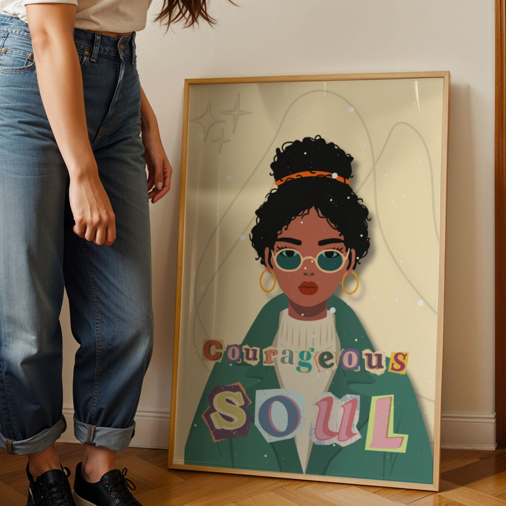 Courageous Soul - Retro African American Empowerment Wall Art | Soulful Portrait Poster