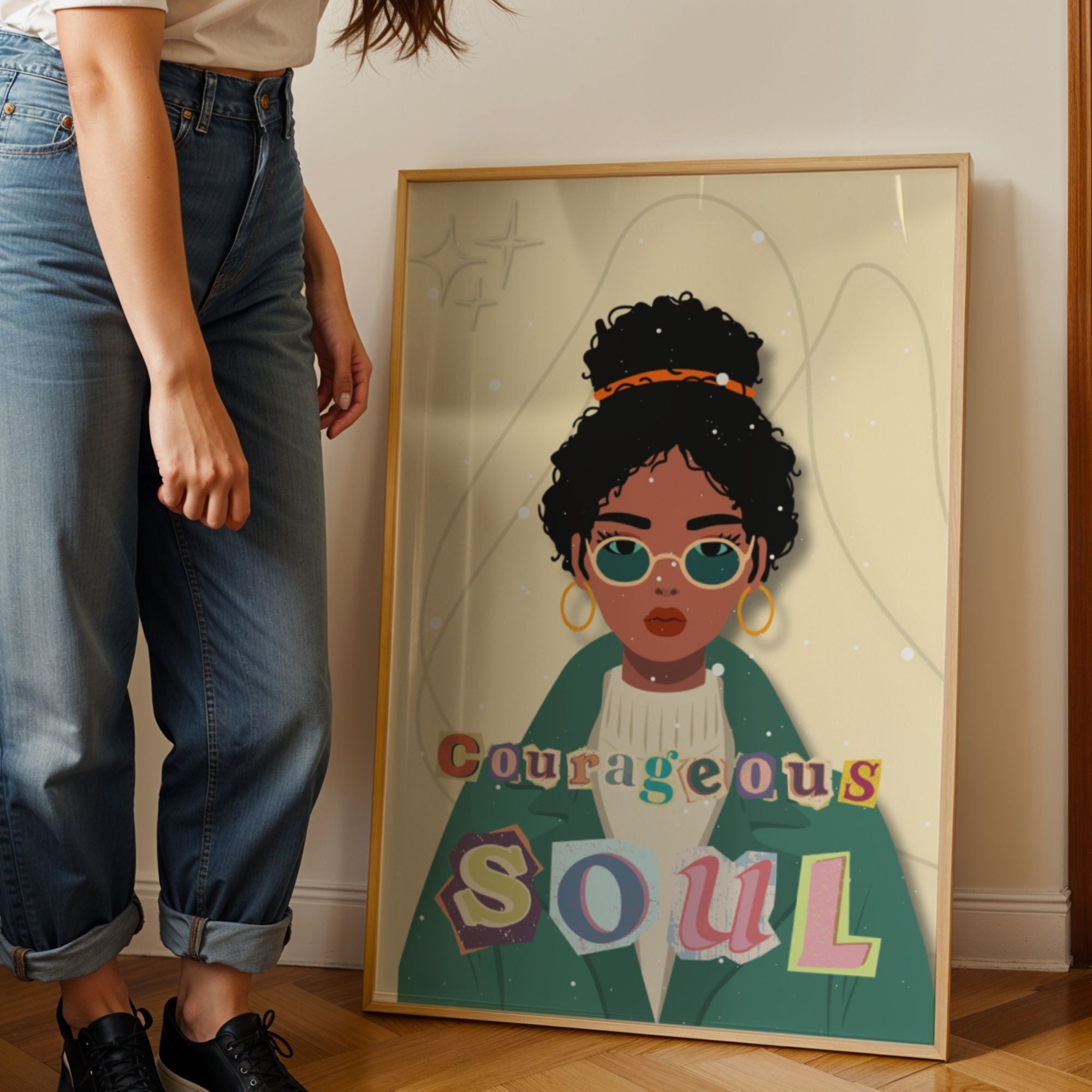 Courageous Soul - Retro African American Empowerment Wall Art | Soulful Portrait Poster