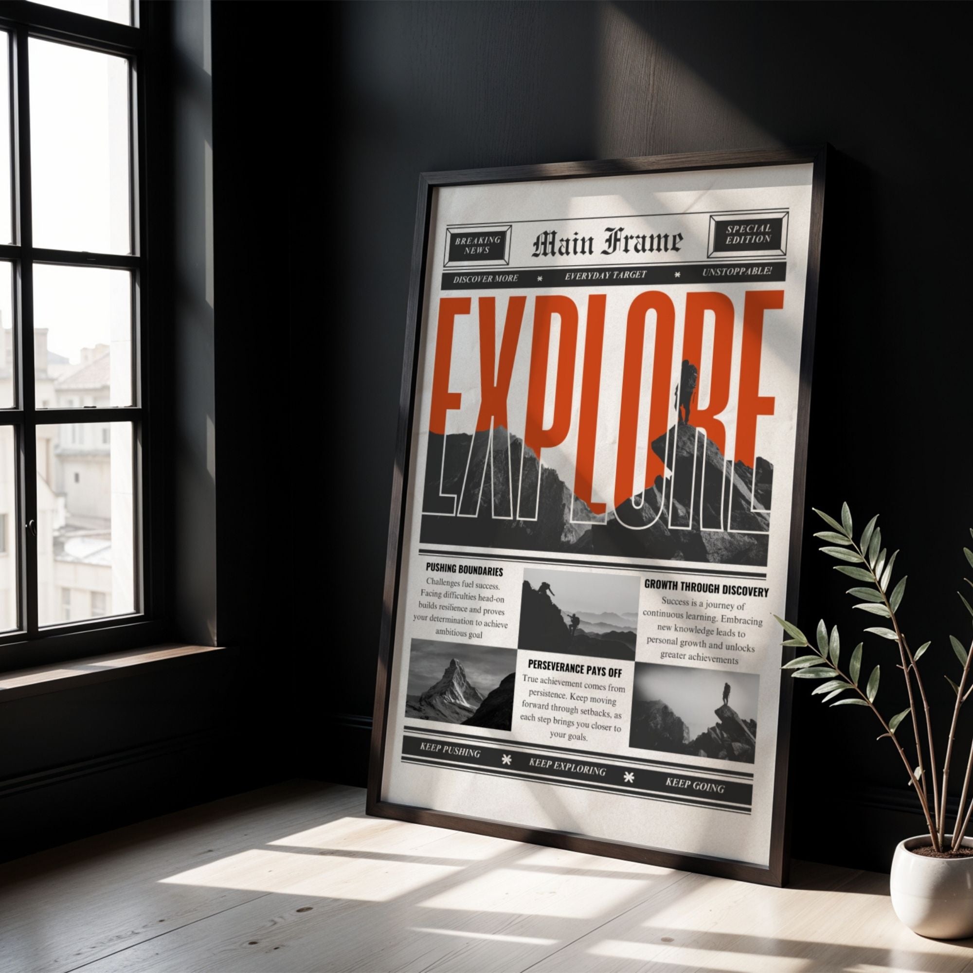 Explore - Main Frame Newspaper Wall Art