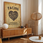 Facing Truth - Vintage Motivational Wall Art with Heart Design