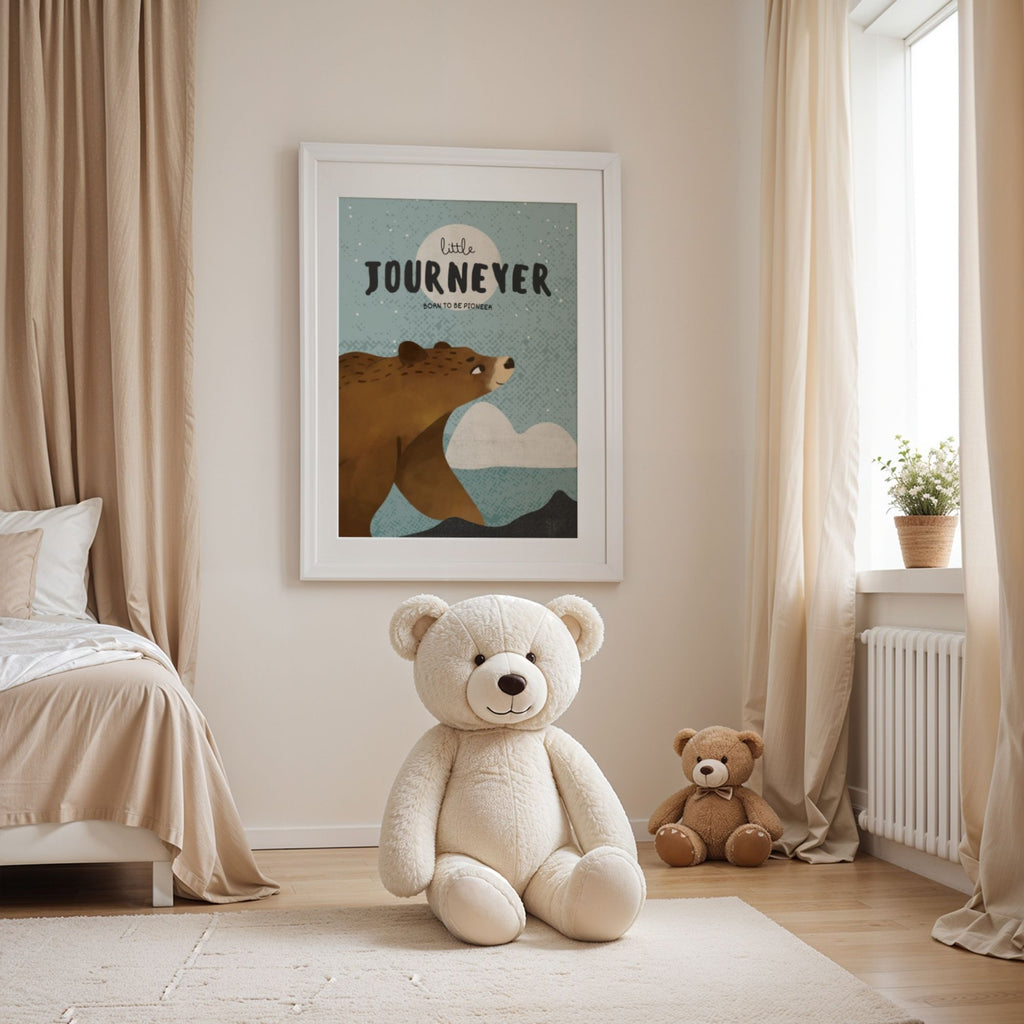 Little Journeyer - Adorable Nursery Wall Art with Woodland Bear