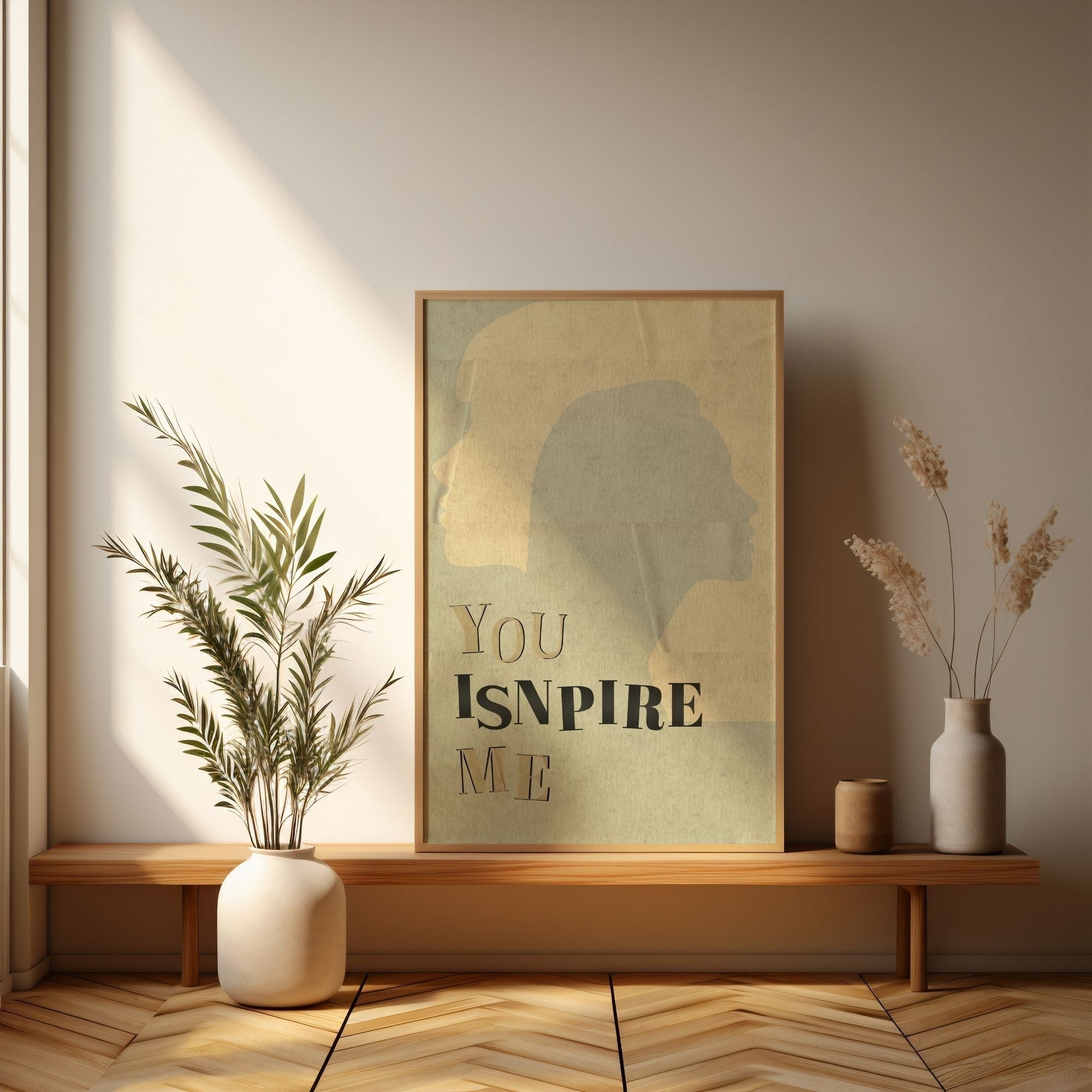 You Inspire Me - Minimalist Silhouette Inspiration Wall Art | Abstract Portrait Poster