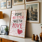 Life Better With Love - Romantic Typography Wall Art | Love Message Poster