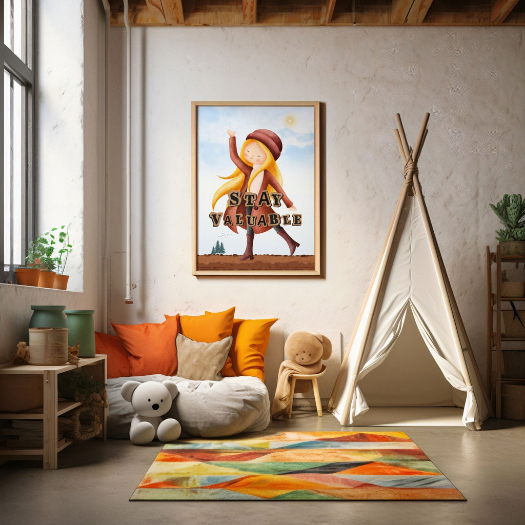 Stay Valuable - Whimsical Character Empowerment Wall Art