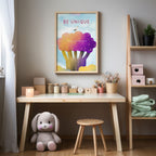 Be Unique - Inspirational Wall Art with Vibrant Rainbow Trees
