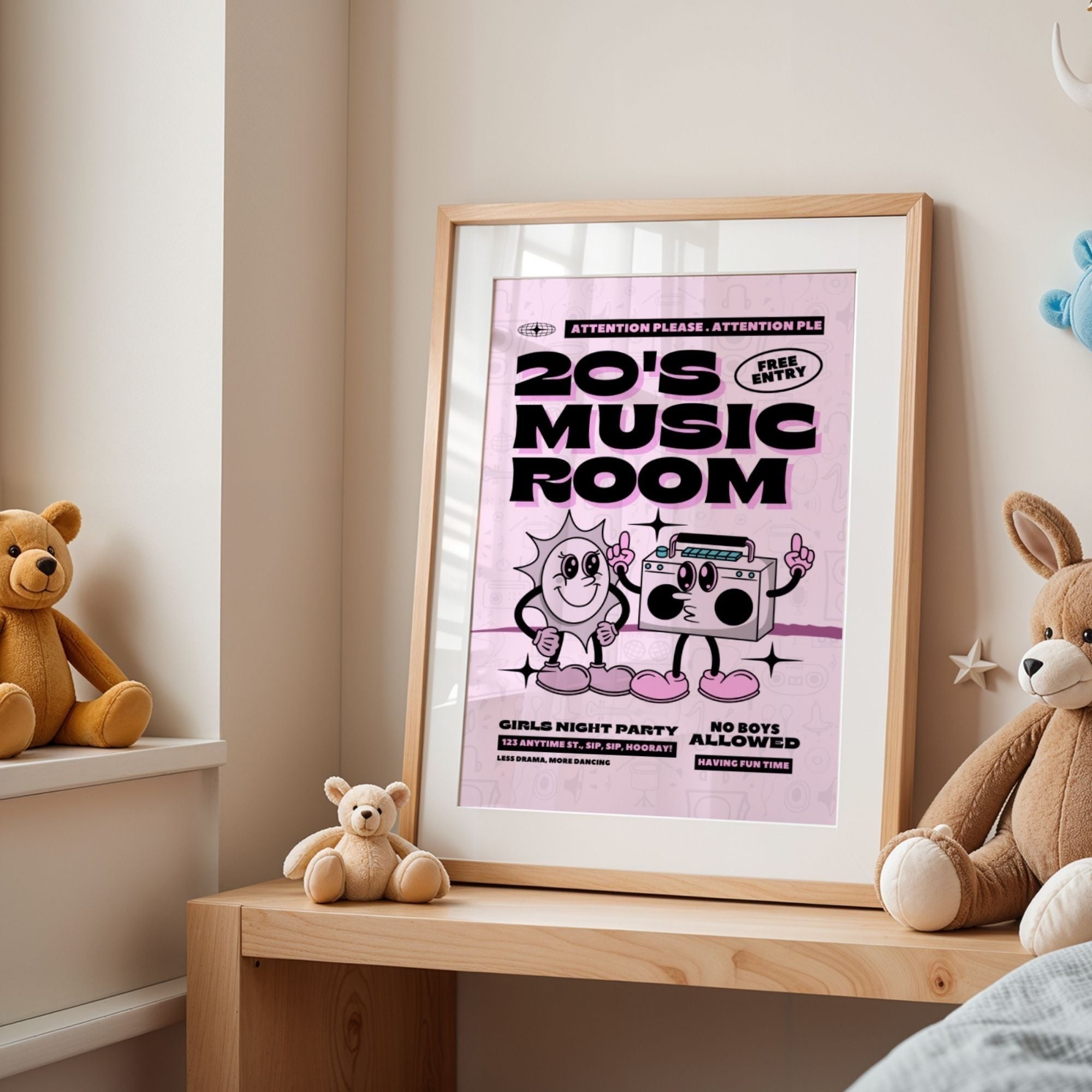 20's Music Room - Retro Girls Night Party Wall Art
