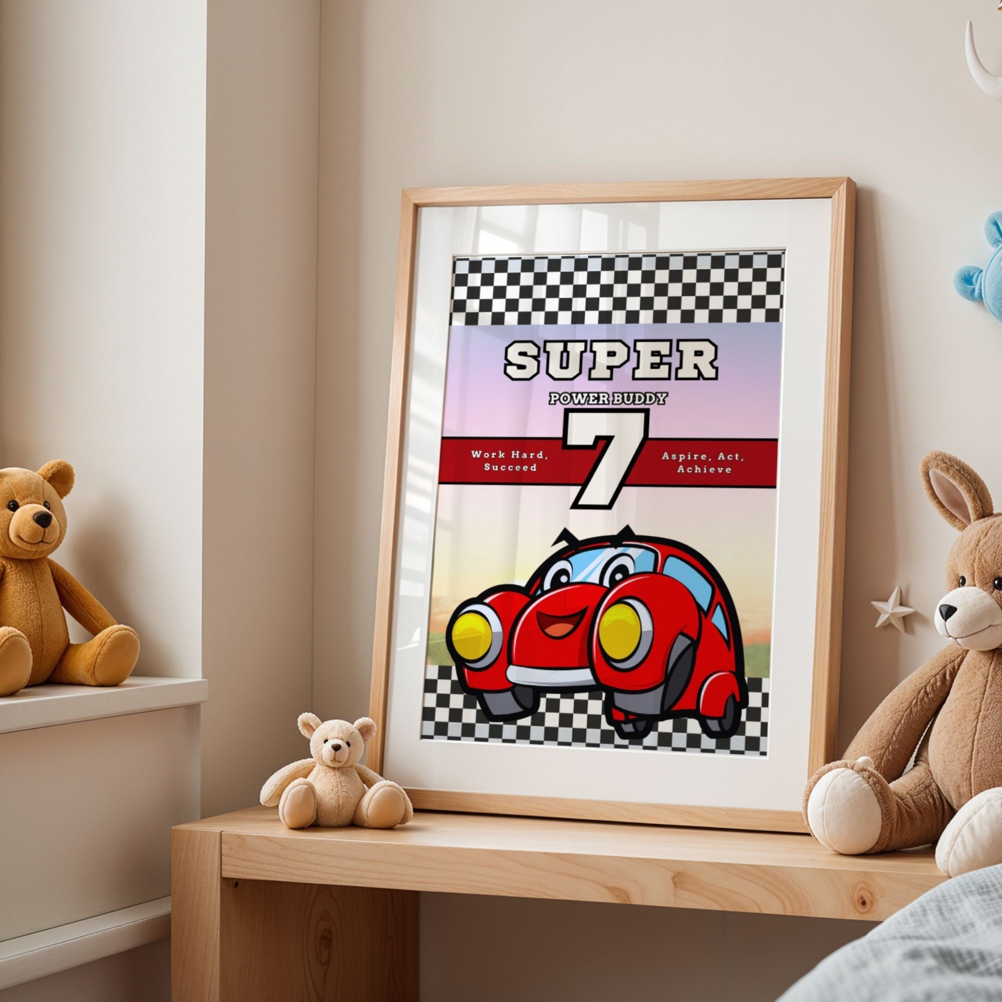 Super Power Buddy - Work Hard, Aspire, Act, Achieve Wall Art