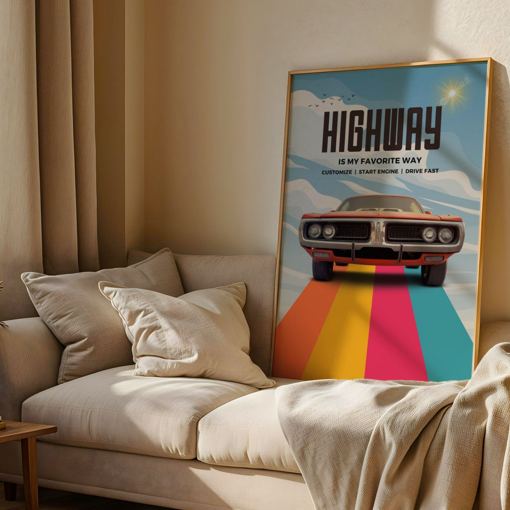 Highway is My Favorite Way - Vintage Muscle Car Wall Art