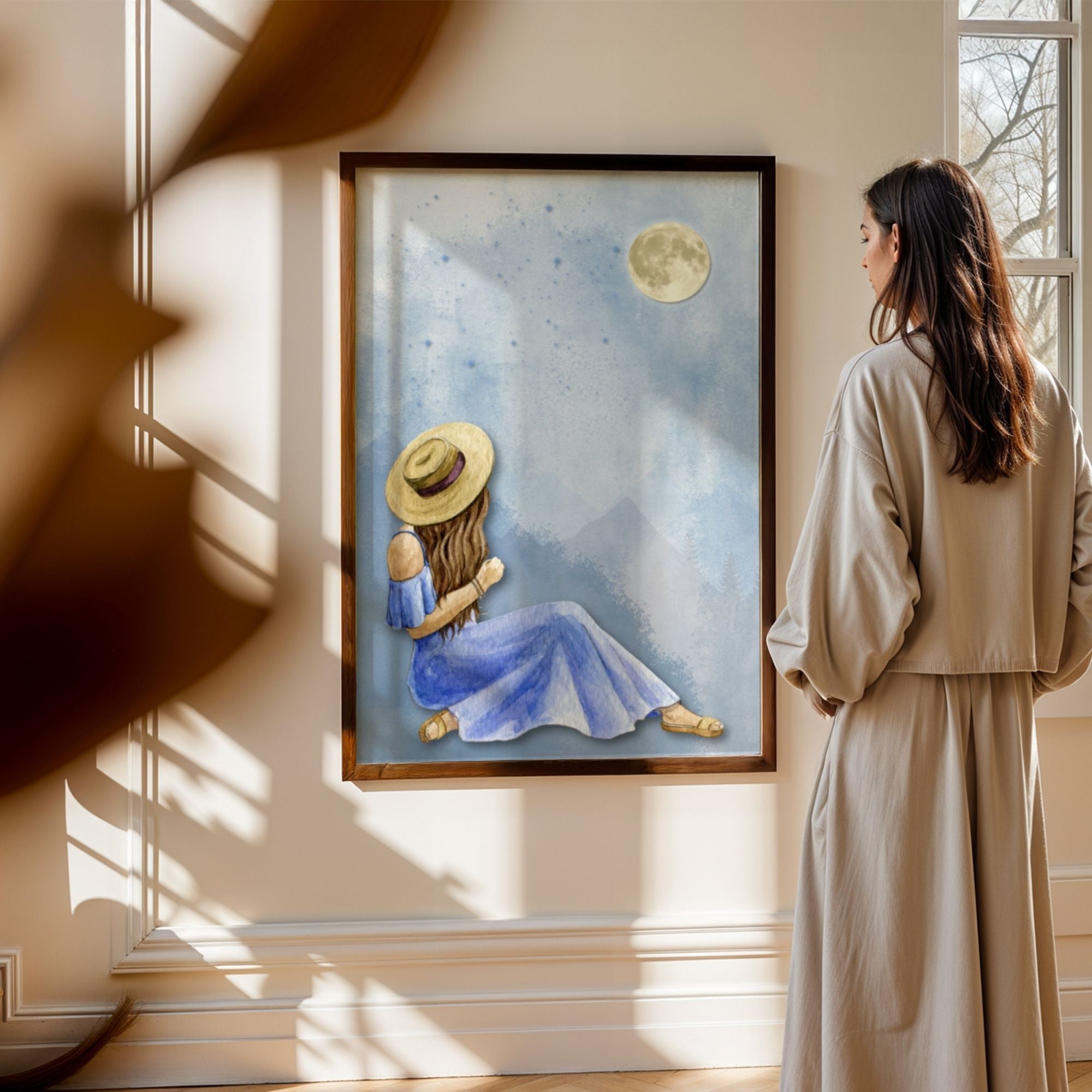 Moonlit Serenity - Mother &amp; Child Peaceful Moment Wall Art