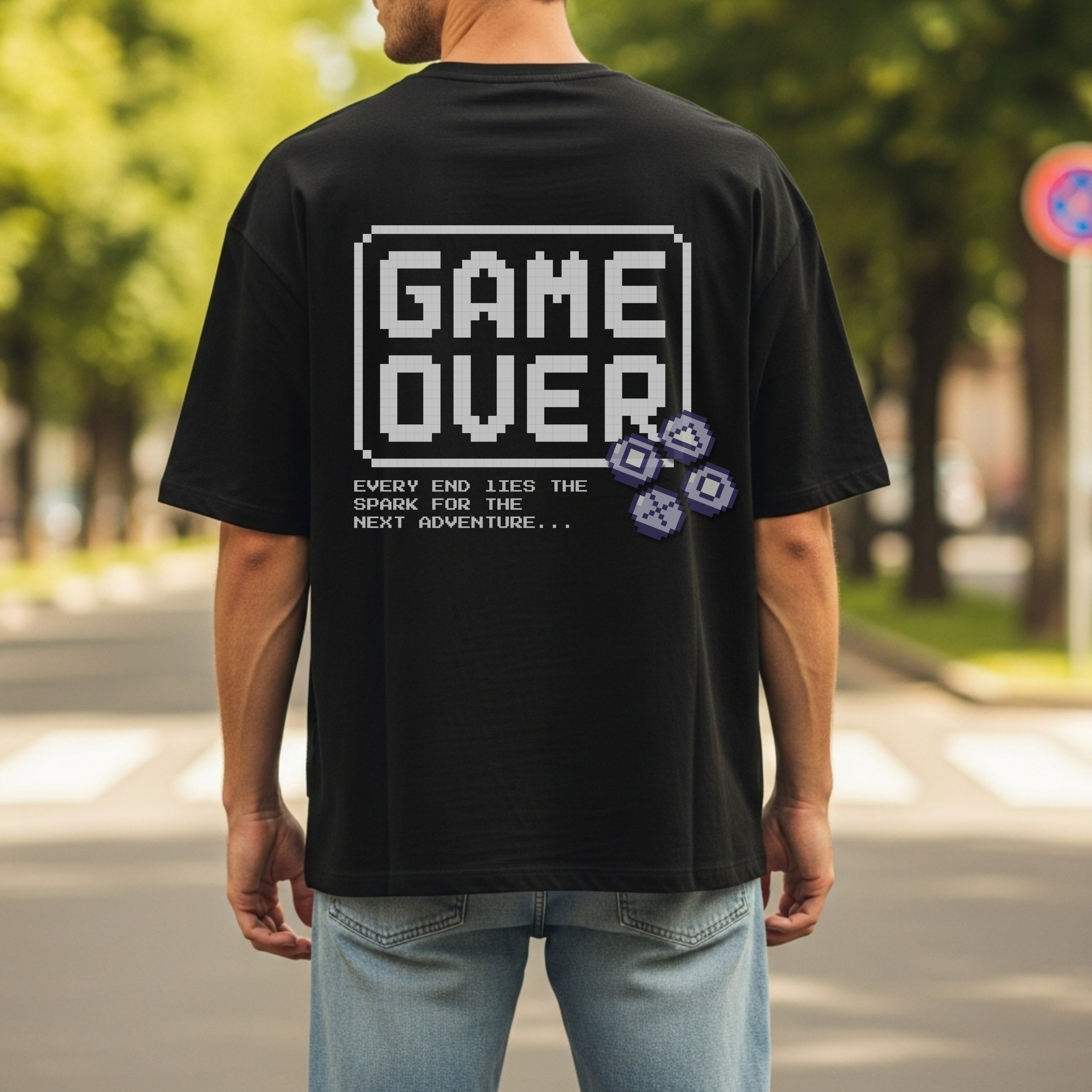 Game Over Every End Lies The Spark For Next Adventure - Retro Gaming Statement Artwork