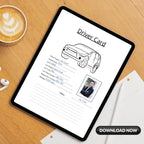 Mileage Tracker + Driver Card Paper Sheets x2