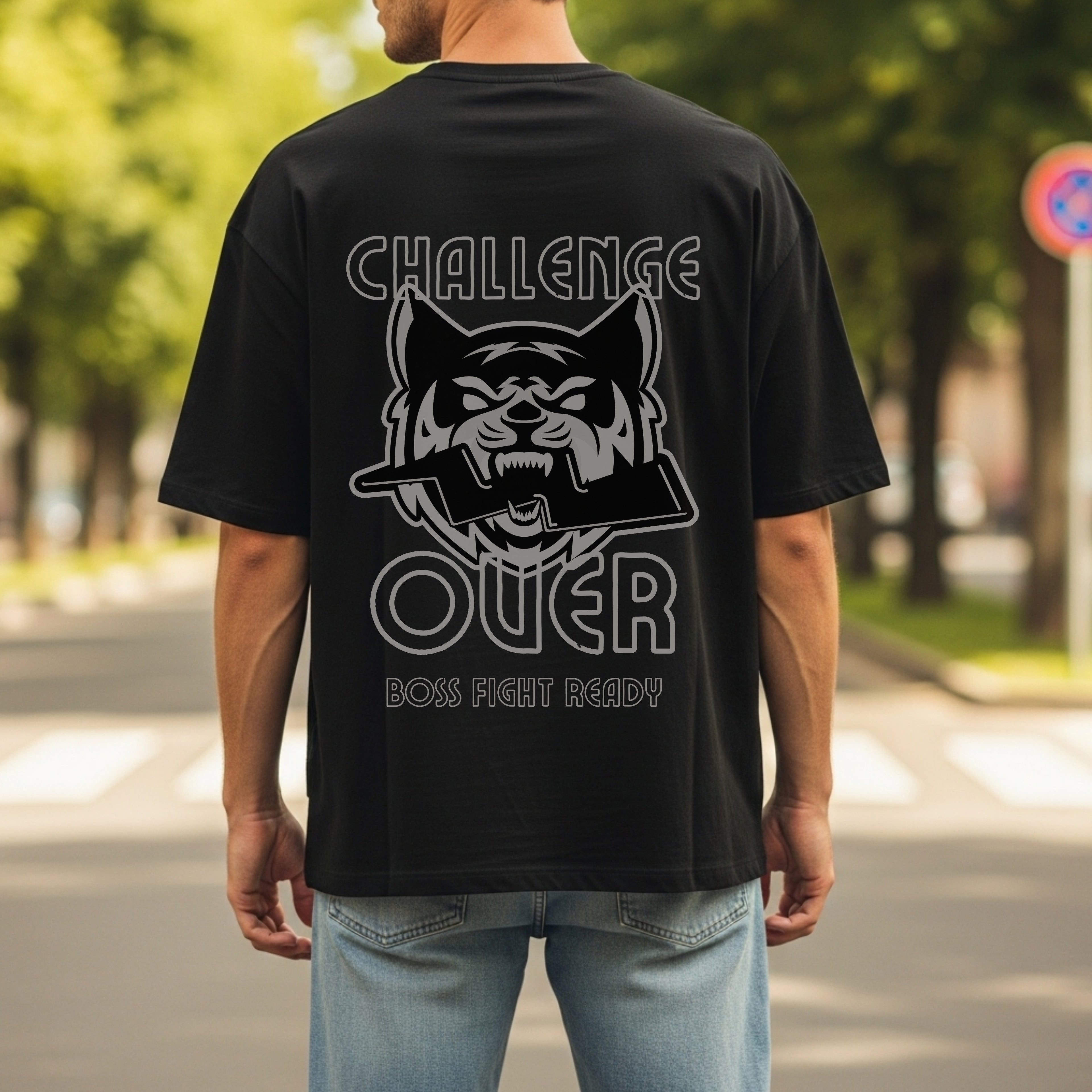 Challenge Over Boss Fight Ready - Gaming Motivational Statement Artwork
