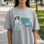 Highlight My Words - Cool Girl with Skateboard Confidence Expression Statement Artwork