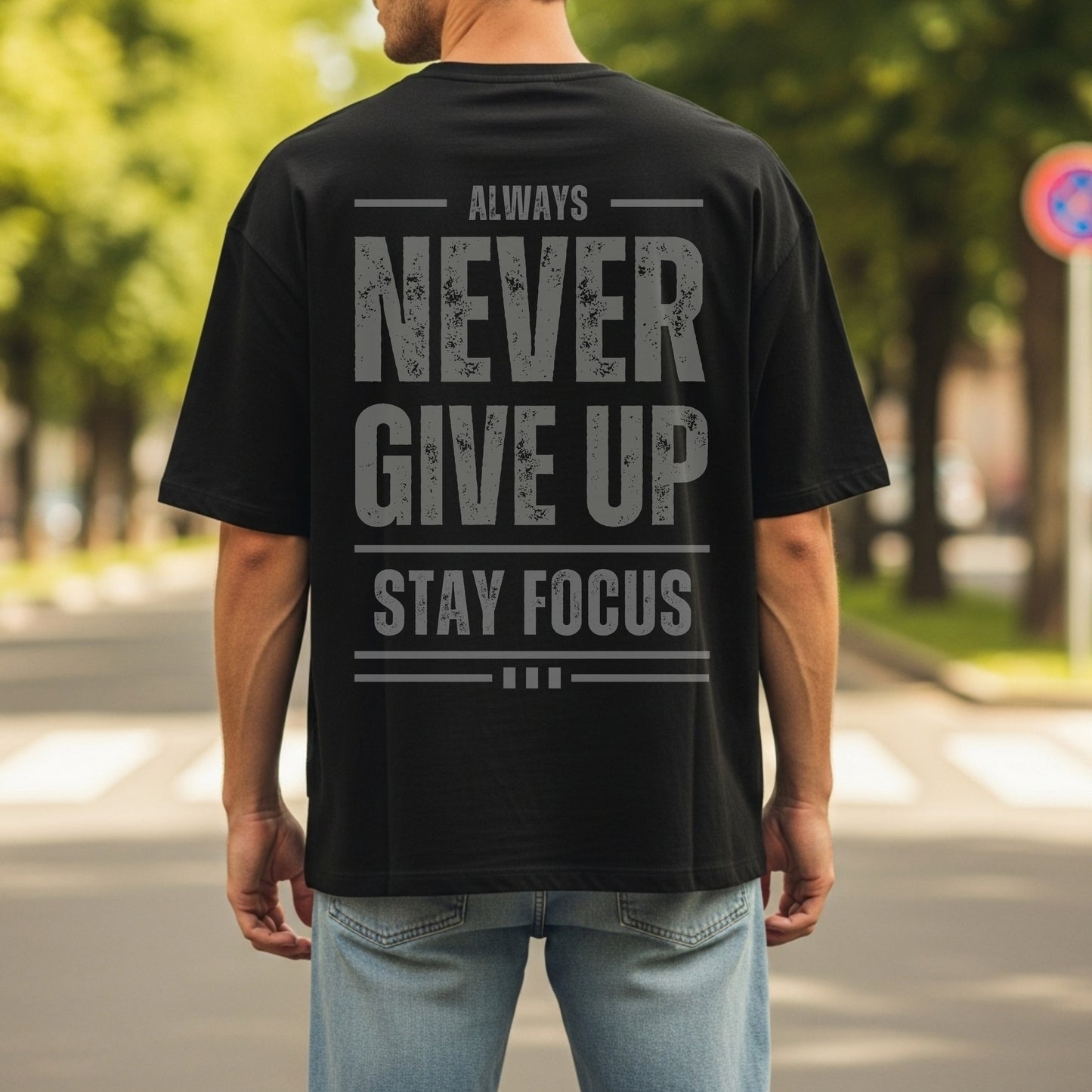 Always Never Give Up Stay Focus - Fitness Motivational Statement Artwork