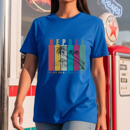 Repose - Retro Beach Mindfulness Breathwork Relaxation Wellness Statement Artwork