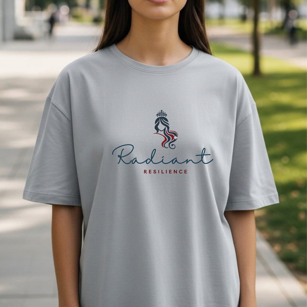 Radiant Resilience - Crown Silhouette Woman Elegant Script Strength Statement Artwork