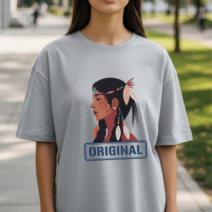 Original - Indigenous Woman Profile Native Heritage Cultural Pride Illustration