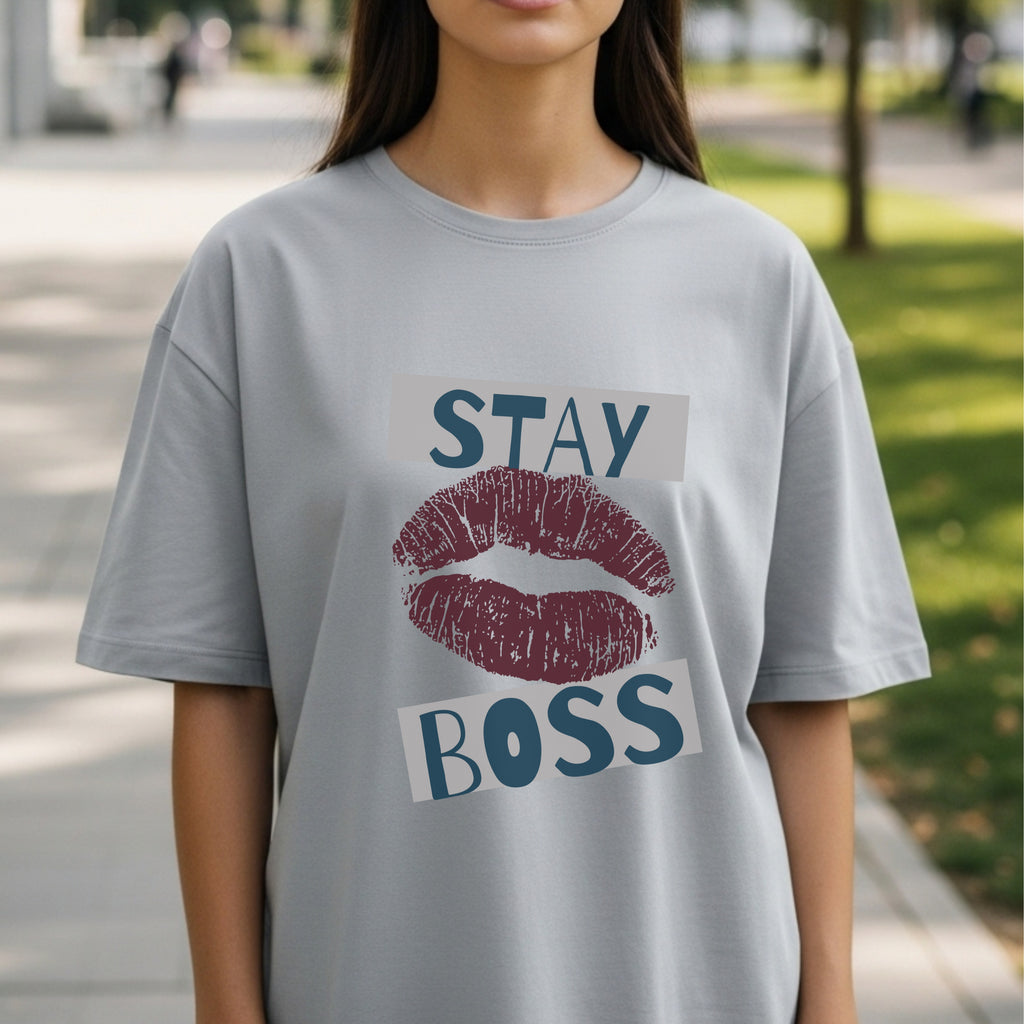 Stay Boss - Bold Lips Print Typography Confidence Authority Statement Artwork