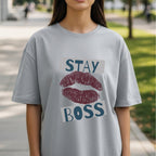 Stay Boss - Bold Lips Print Typography Confidence Authority Statement Artwork