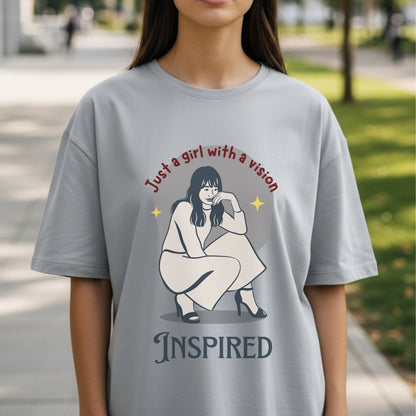 Just A Girl With A Vision Inspired - Yellow Circle Illustration Dreamer Statement Artwork