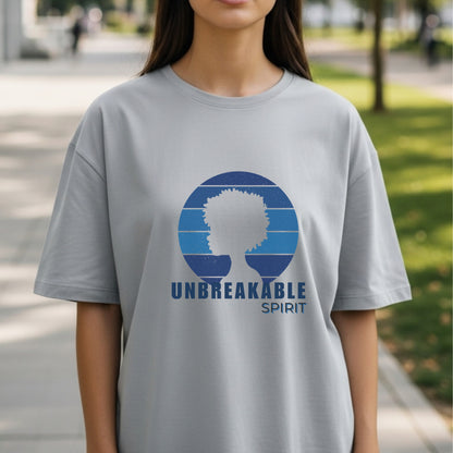 Unbreakable Spirit - Afro Silhouette Retro Sunset Circle Natural Hair Empowerment Artwork