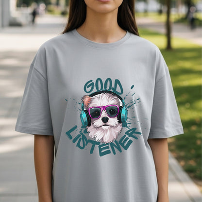 Good Listener - Cool Dog Headphones Music Humor Statement Artwork