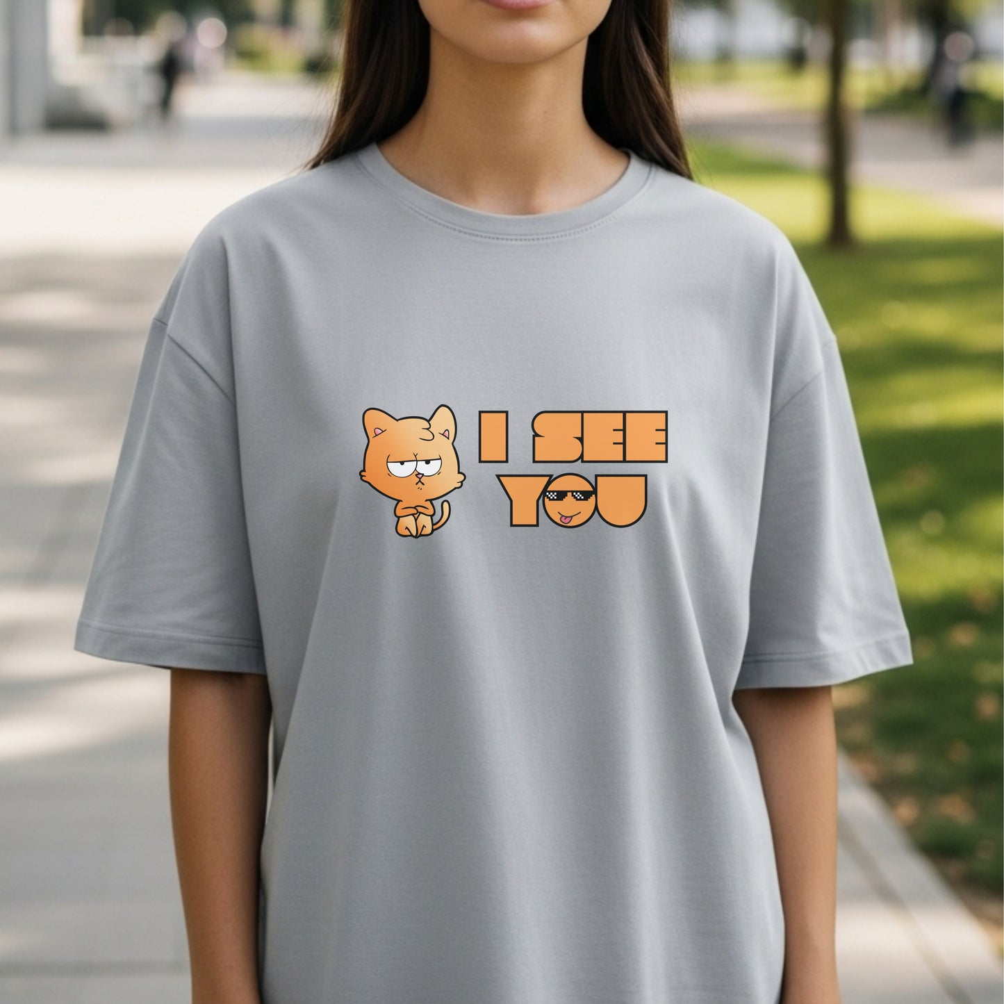 I See You - Grumpy Orange Cat with Deal With It Sunglasses Meme Humor Artwork