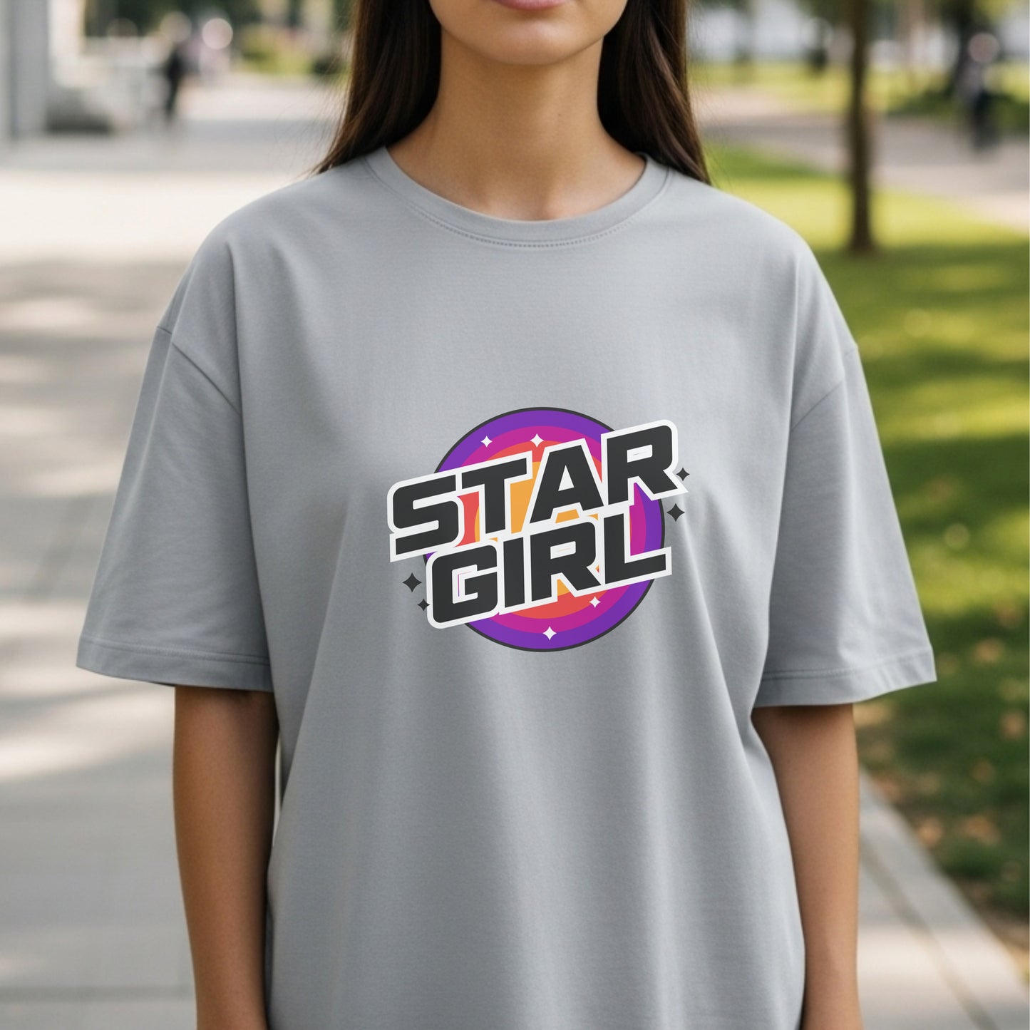 Star Girl - Retro Purple Pink Gradient Cosmic Universe Dreamer Statement Artwork