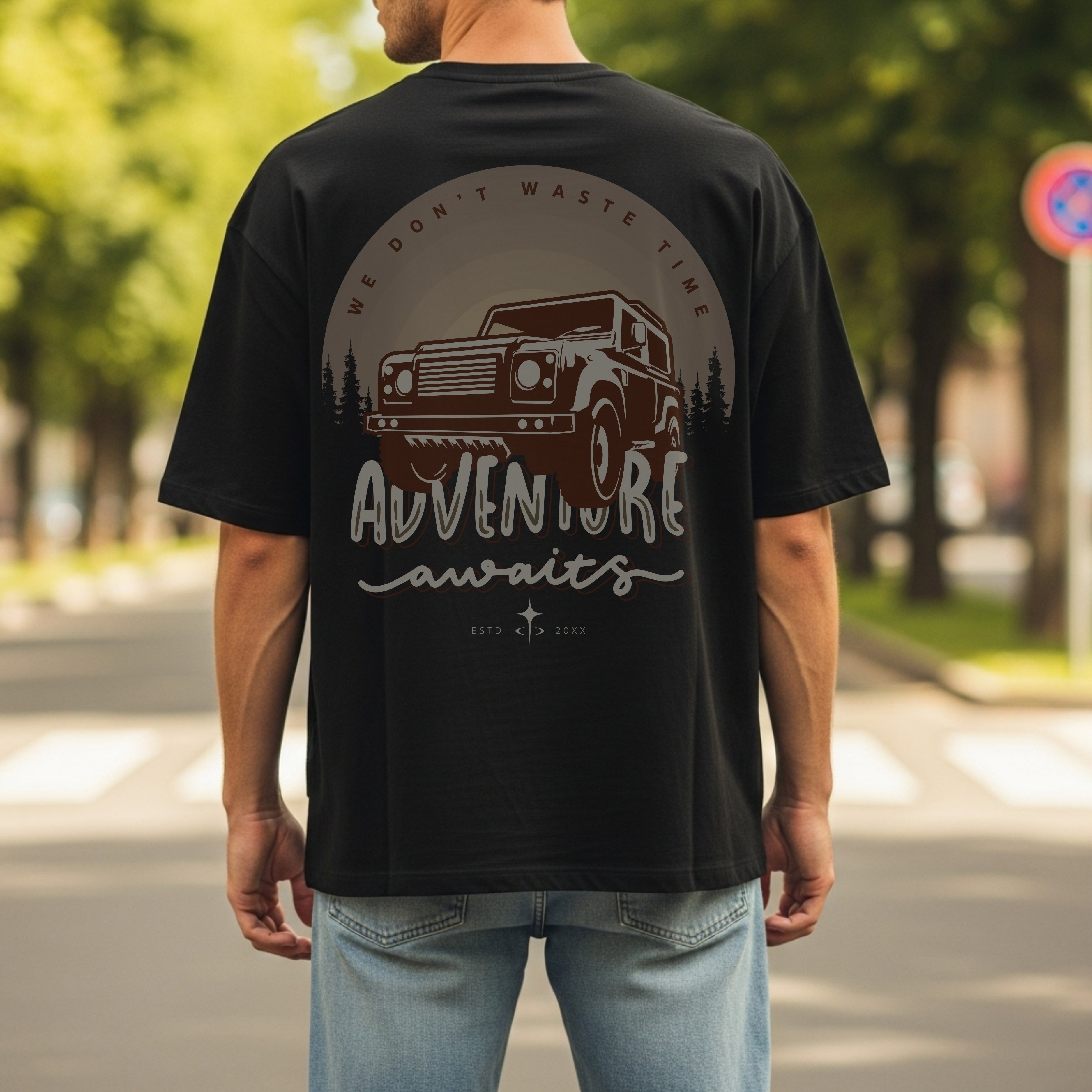 We Don't Waste Time Adventure Awaits - Off-Road Sunset Statement Artwork