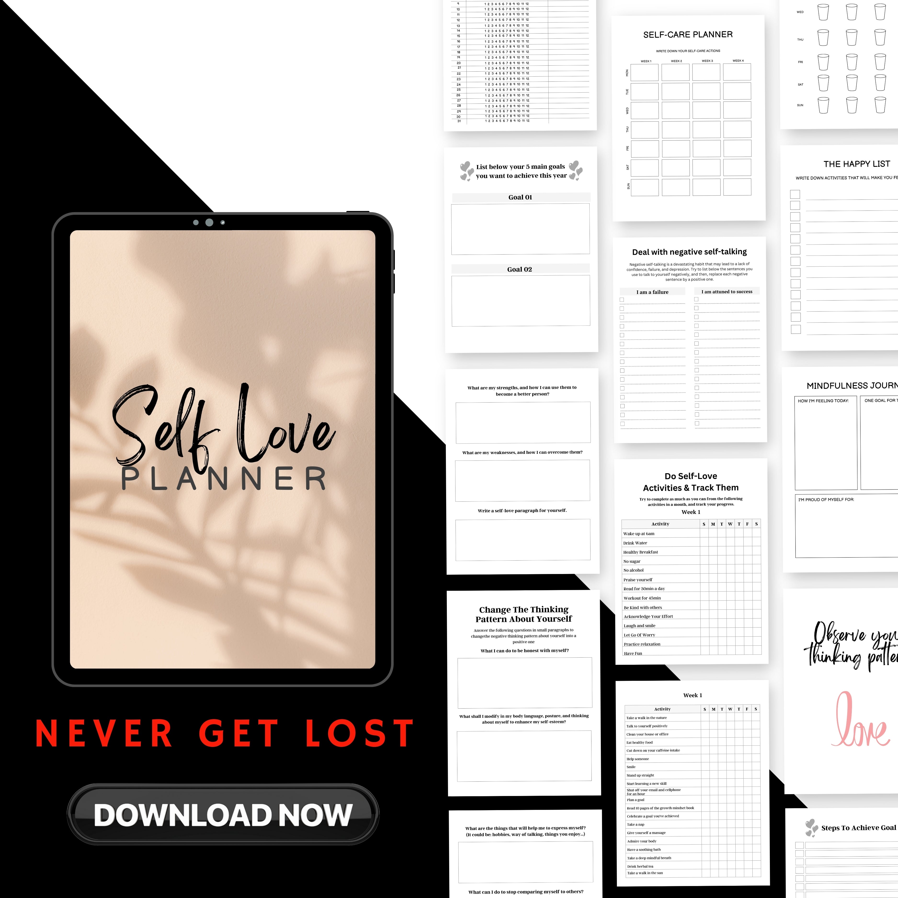 Self Love Planner & Workbook Sheets Bundle