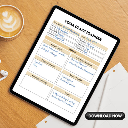 Yoga Class Planner- Gold Theme