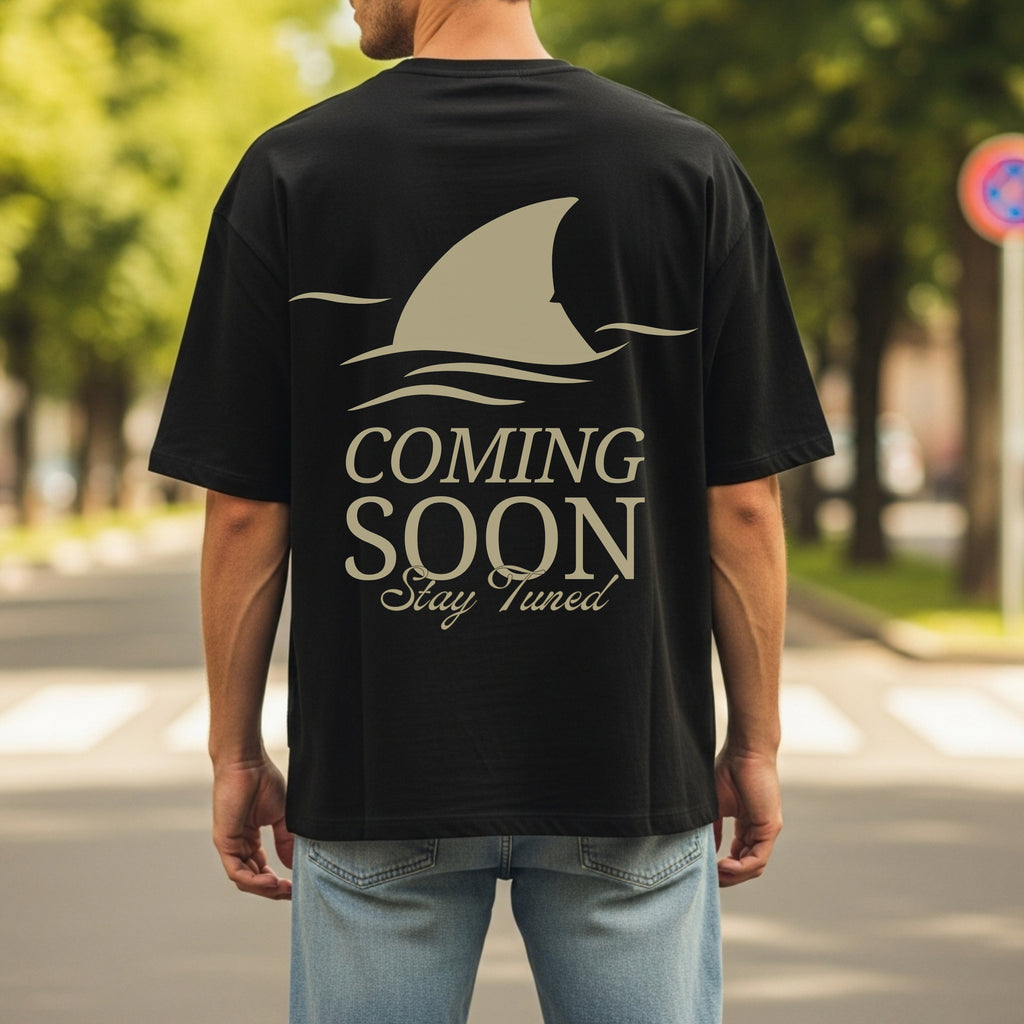Coming Soon Stay Tuned - Shark Fin Anticipation Statement Artwork
