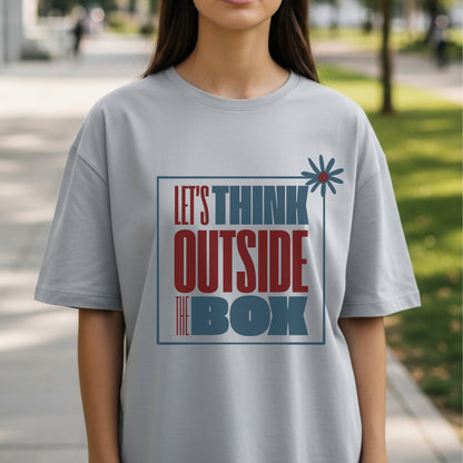 Let's Think Outside The Box - Bold Typography Daisy Flower Creative Mindset Statement Artwork