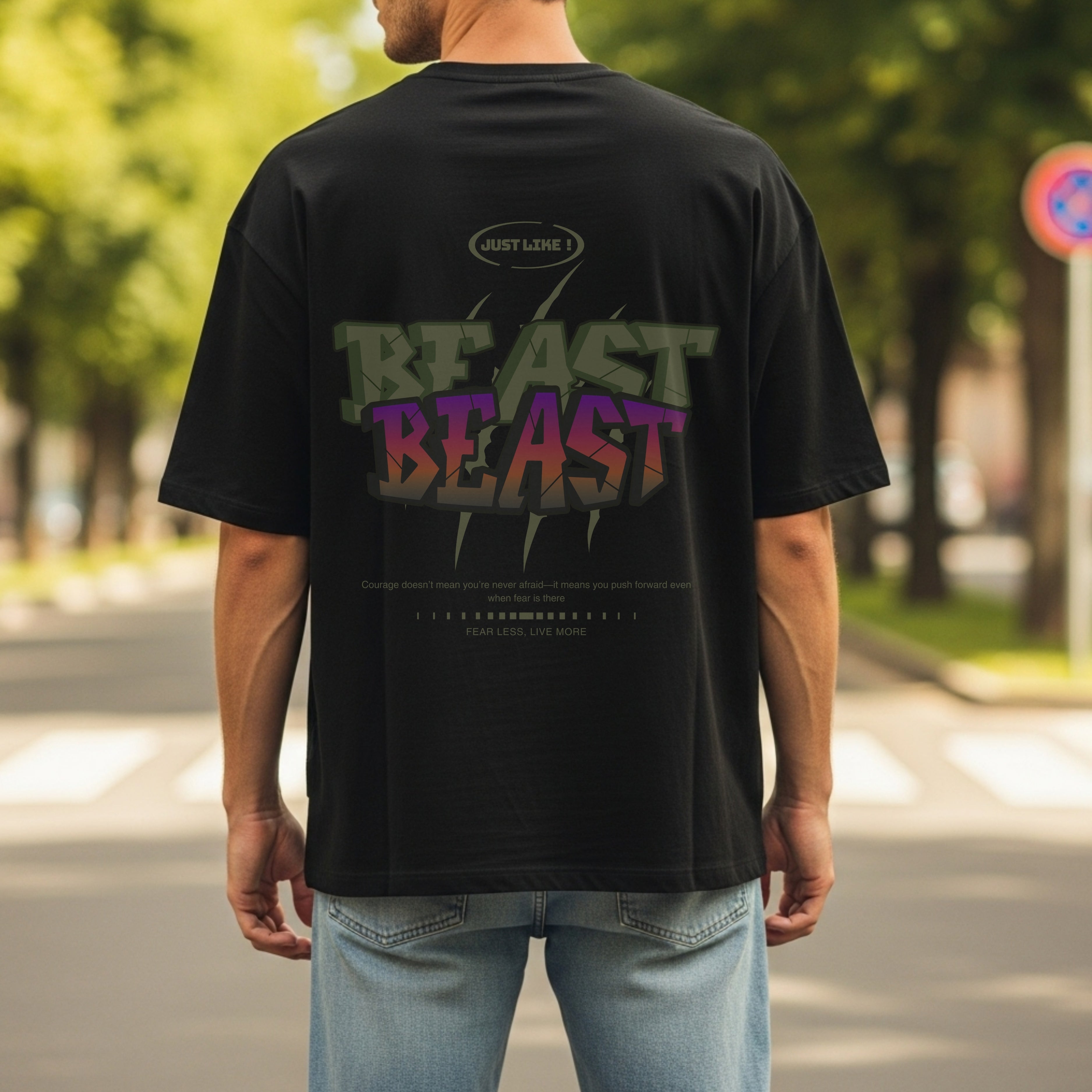 Just Like Beast - Bold Gradient Motivational Statement Artwork